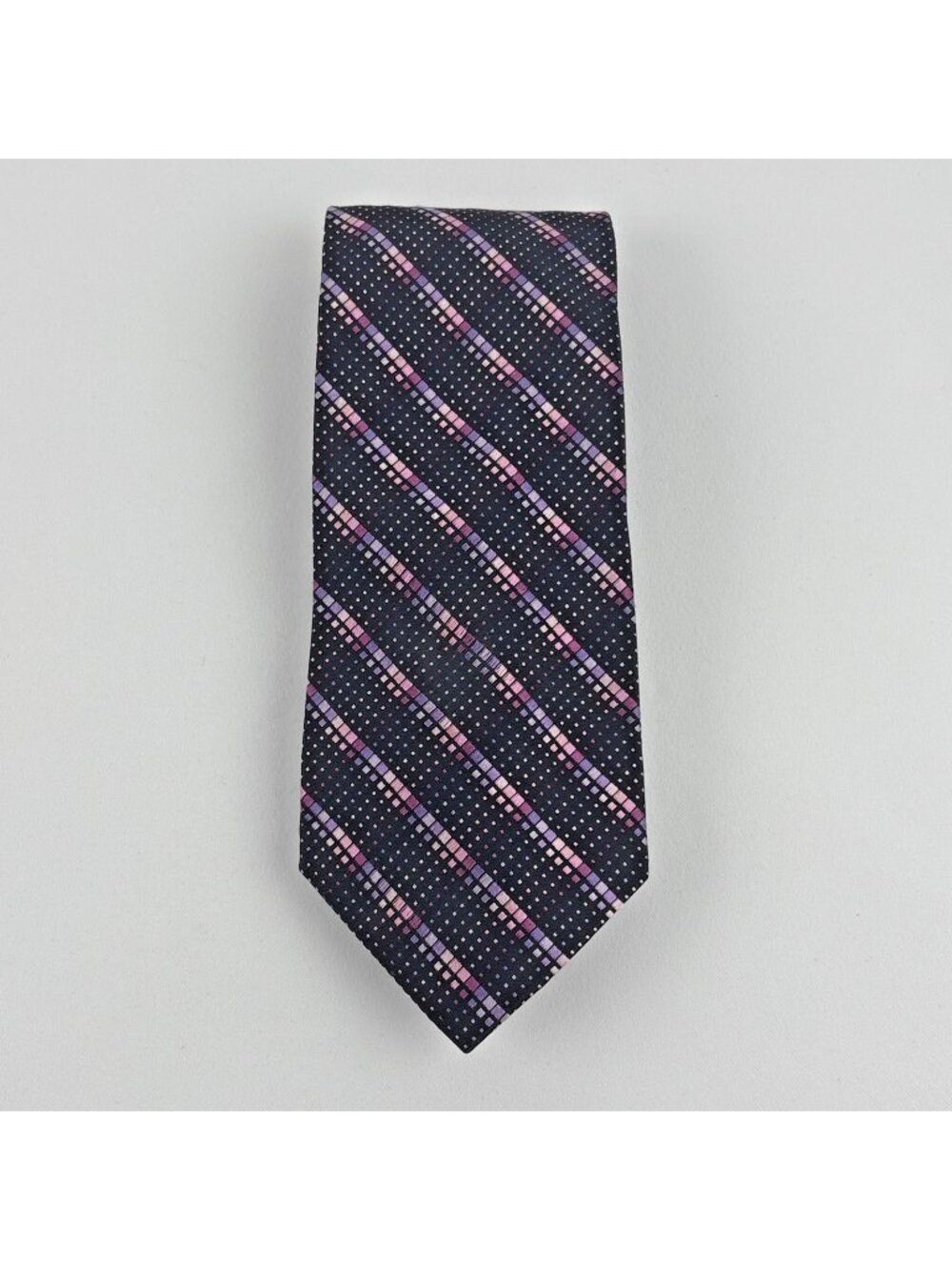 Bellissimo Tie 100% Silk Lavender Purple Black 59" x 4"